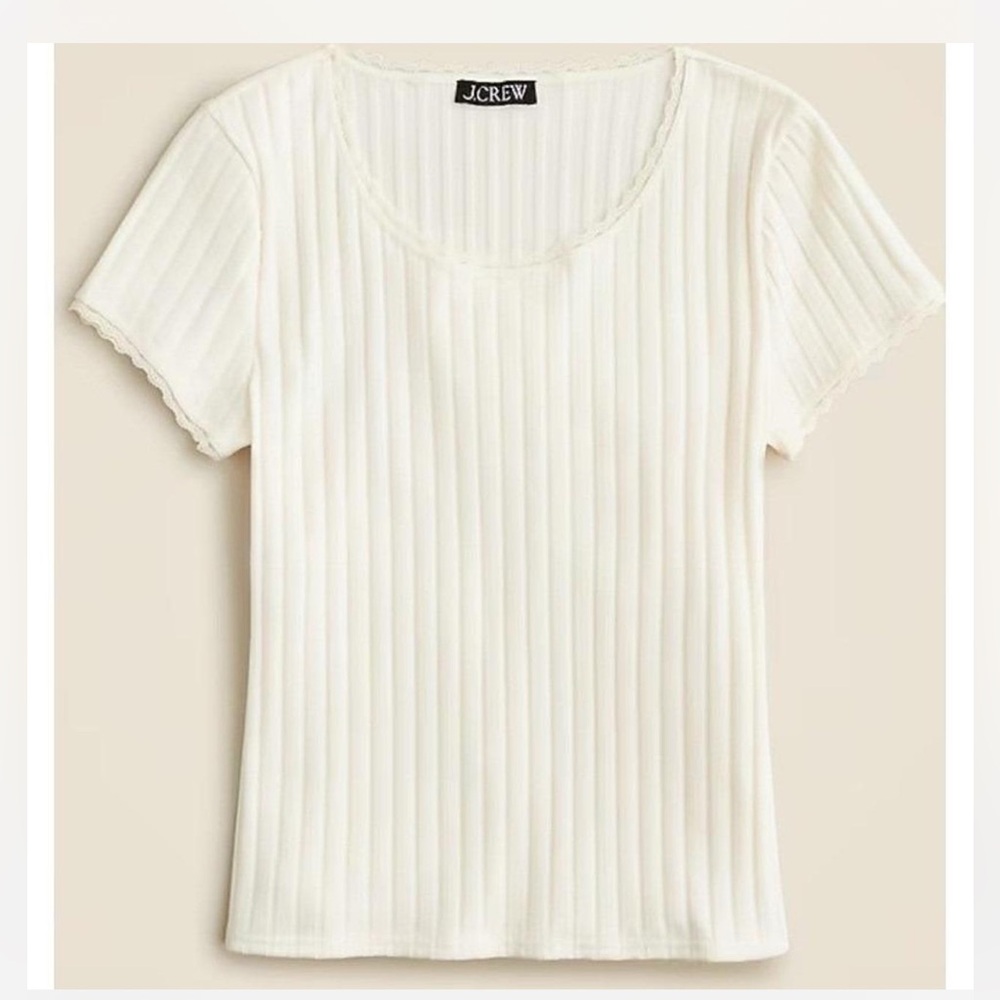 J. Crew Women's White Pointelle Ribbed Top